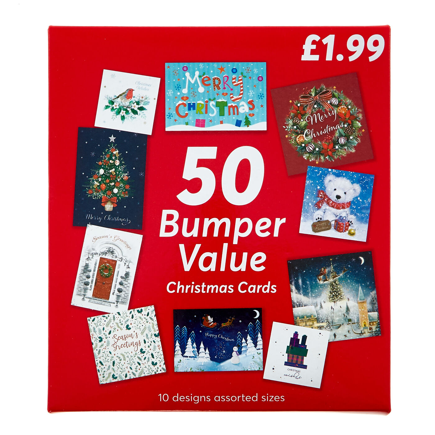Buy Pack Of 50 Bumper Value Christmas Cards 10 Designs for GBP 1.99