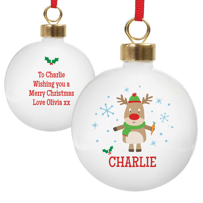 Personalised Christmas Bauble - Reindeer