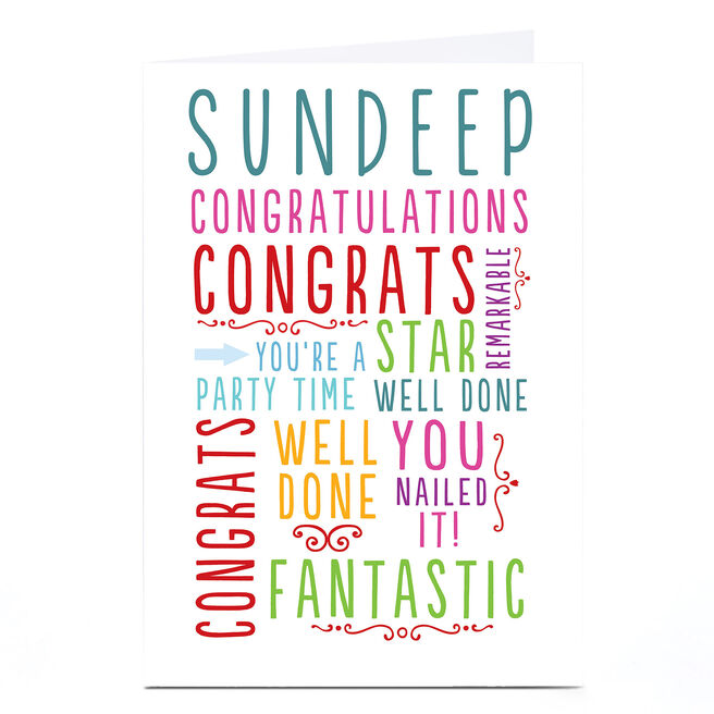 Personalised Congratulations Card - Multicoloured Words