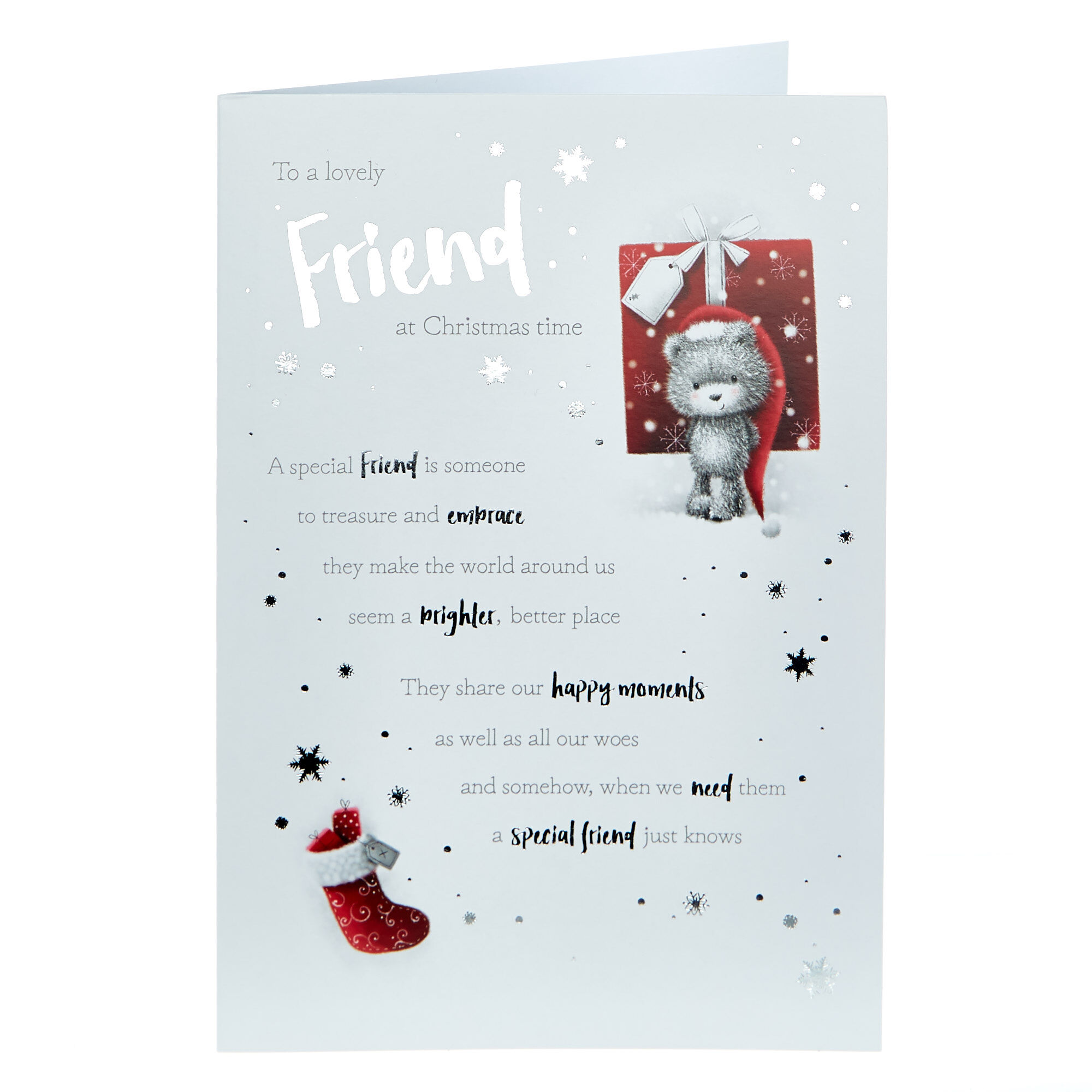 Friend Christmas Card ~ To A Very Special Friend Christmas Wishes ~ Santa Bear & Bunting Quality Card 