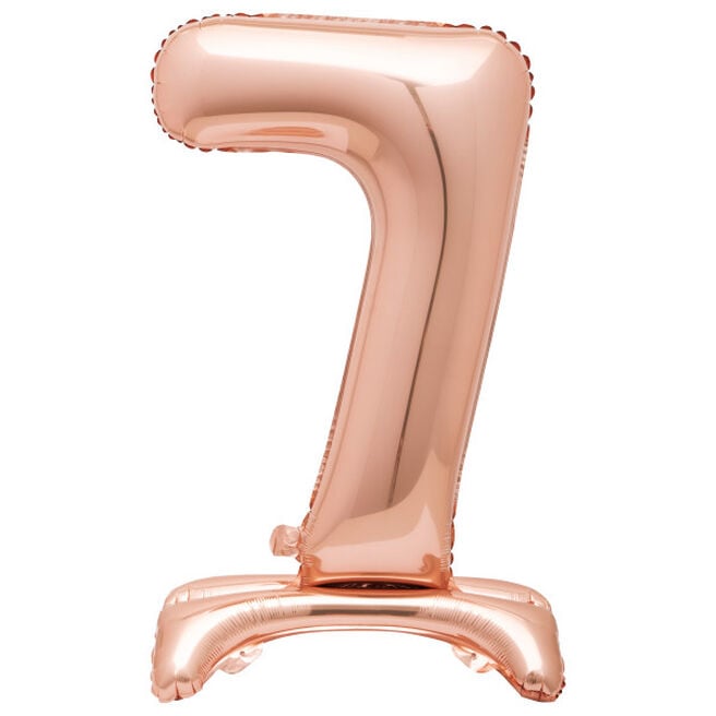 30-Inch Rose Gold Air-Fill Standing Number 7 Table Balloon