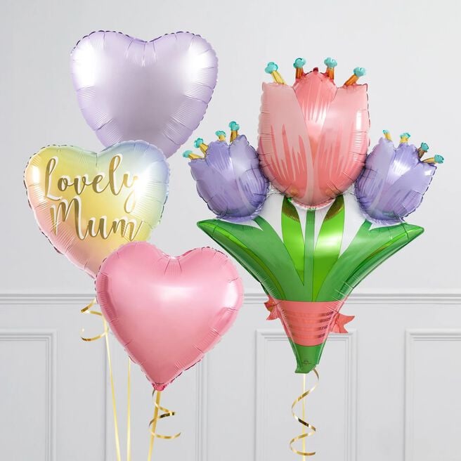 Lovely Mum Floral Supershape & Foil Inflated Balloon Package - Delivered Inflated!