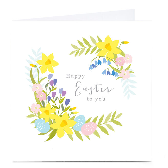 Personalised Klara Hawkins Easter Card - Flower Wreath