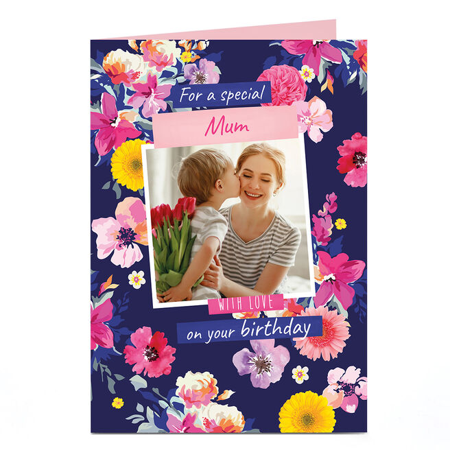Photo Birthday Card - Special Mum Floral Frame