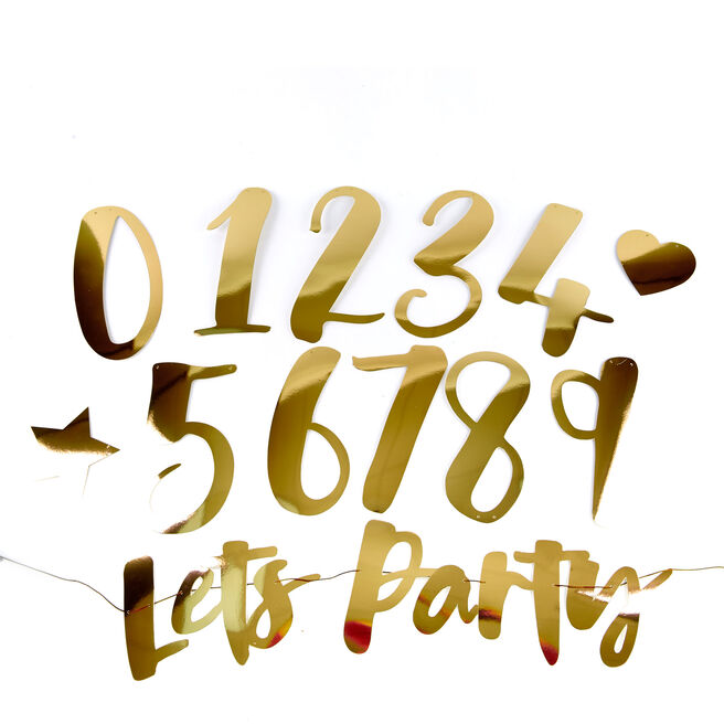Gold Lets Party Banner Kit