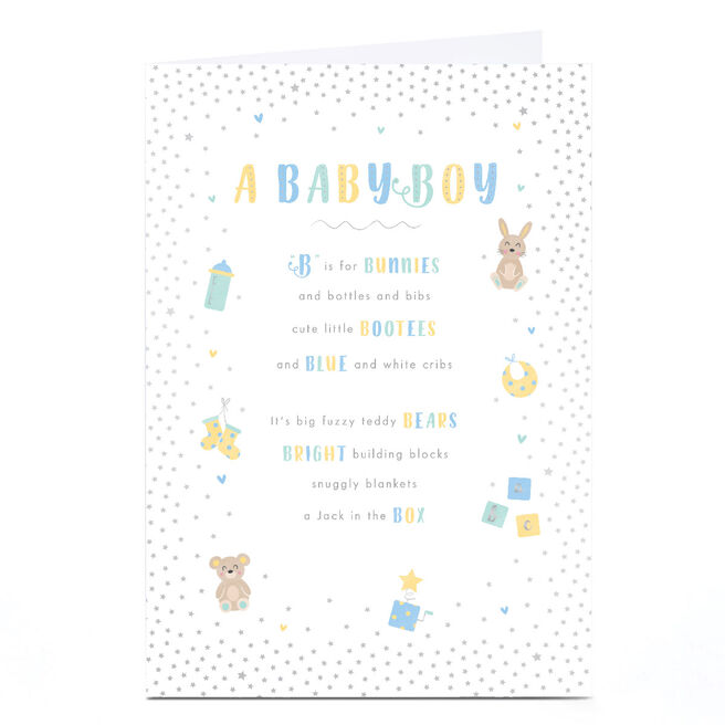 Personalised New Baby Card - B is For Baby Boy