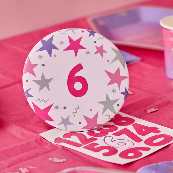 Personalised Any Age Giant Birthday Badge - Pink