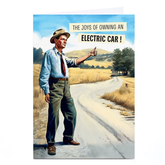 Birthday Card - Electric Car Hitchhiker