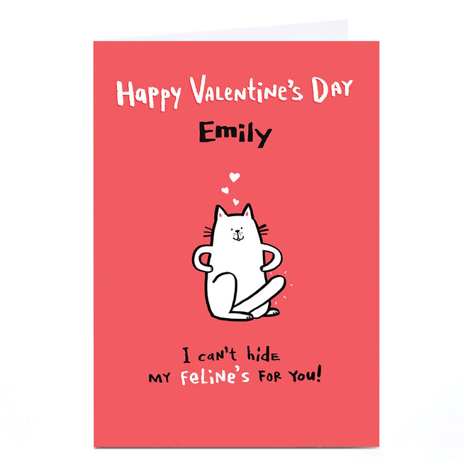 Personalised Hew Ma Valentine's Day Card - Feline's For You