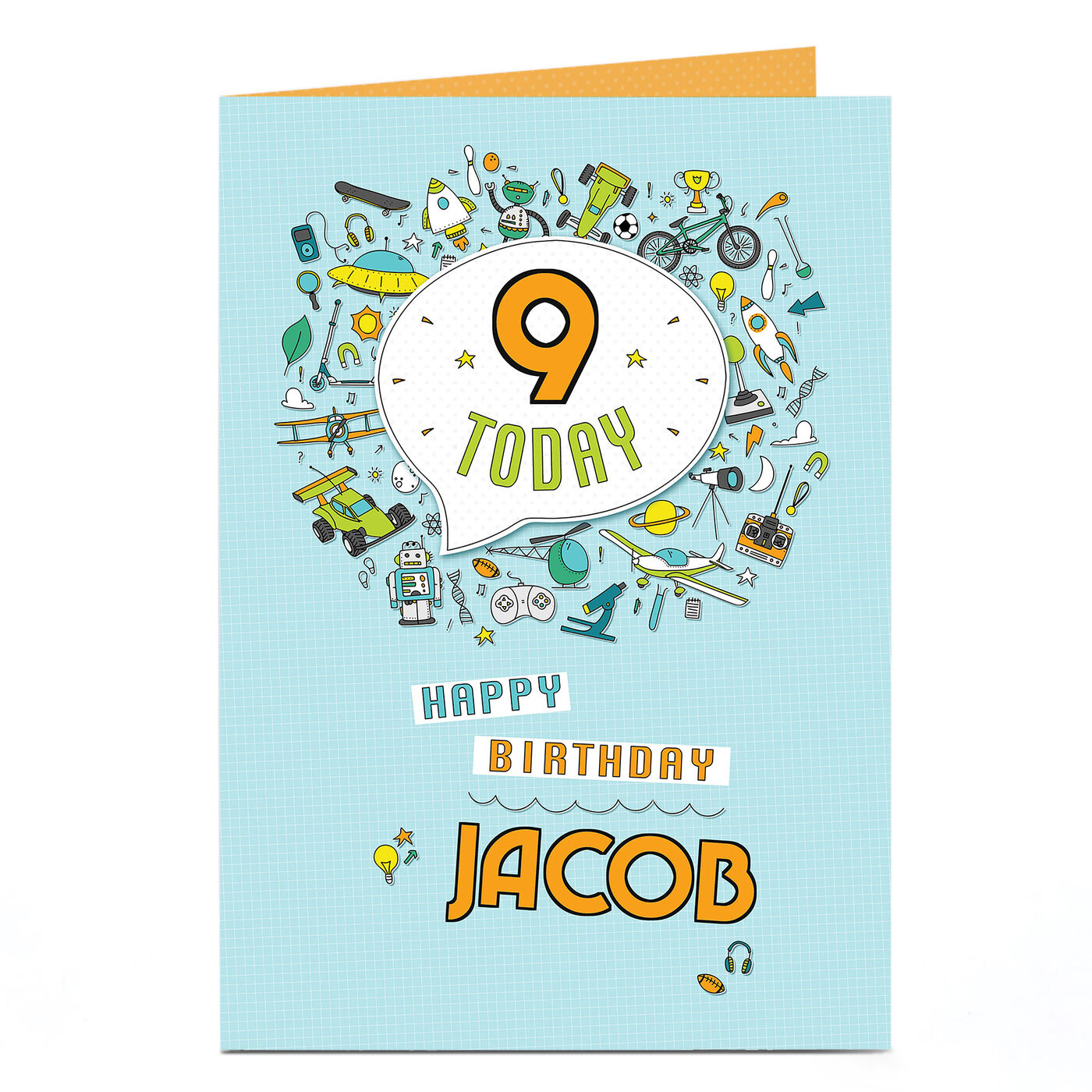Buy Personalised Editable Age Birthday Card - Robots & Rockets for GBP ...