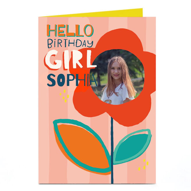 Photo Birthday Card - Birthday Girl Flower