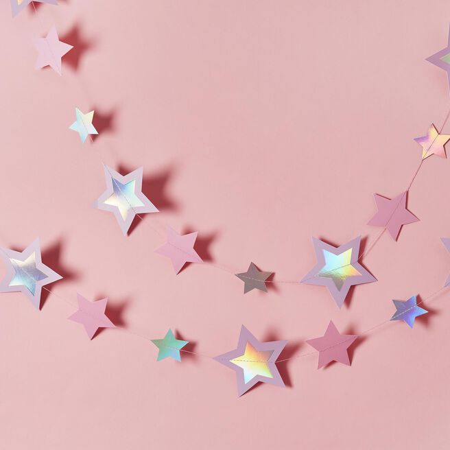 Pink & Purple Trailing Stars Hanging Decoration 5m