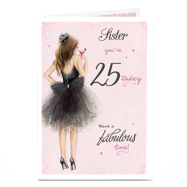 Personalised Editable Age Birthday Card - Black Tutu, Sister