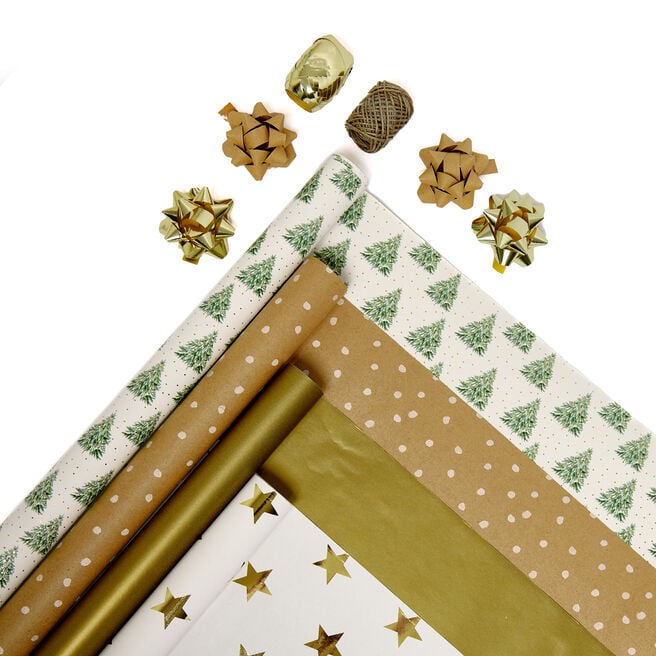 Lush & Simple Christmas Wrapping Paper & Accessories - 12 Rolls