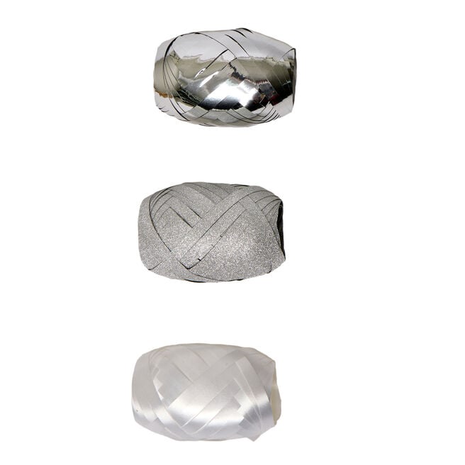 Silver Curling Ribbons - 3 Rolls