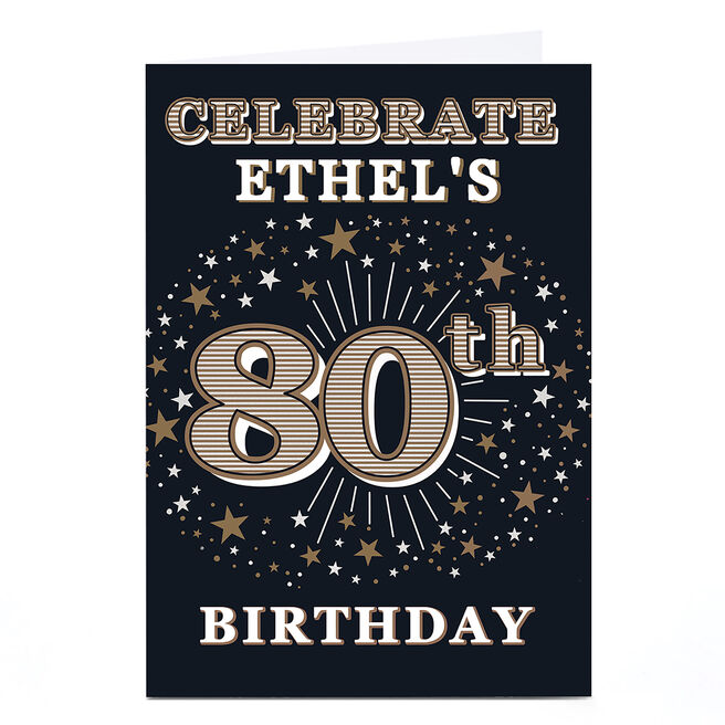 Personalised 80th Birthday Invitation - Gold Stars