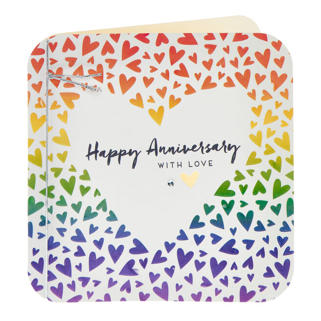 Rainbow Hearts Wedding Anniversary Card