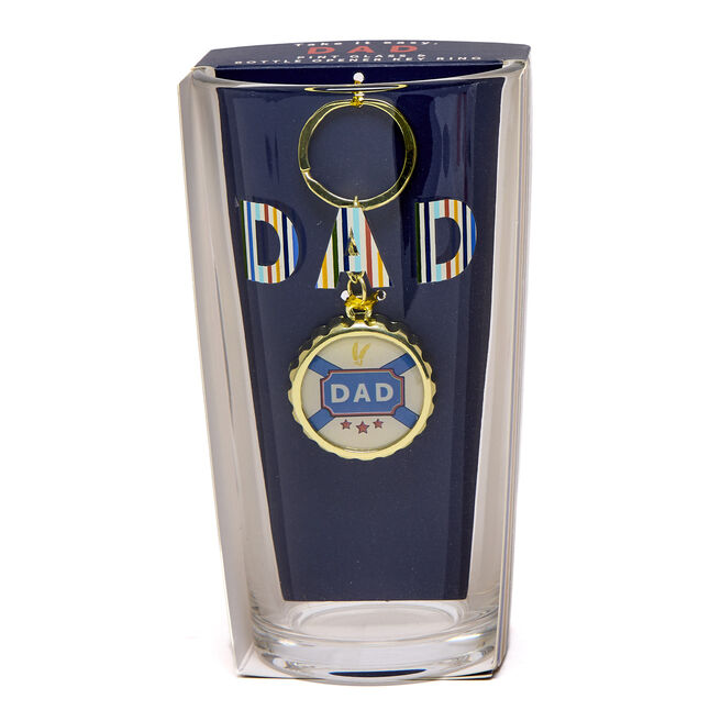 Take It Easy Dad Pint Glass & Bottle Opener Keyring