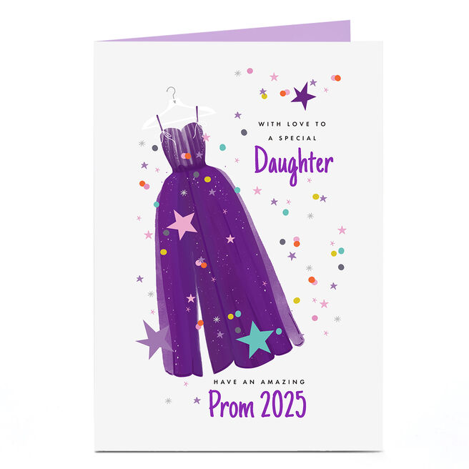 Personalised Prom Card - Purple Prom Dress, Daughter