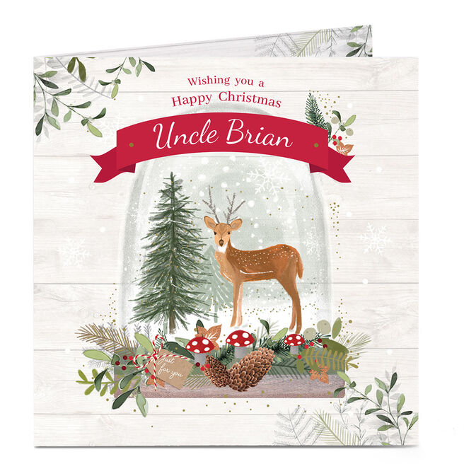 Personalised Christmas Card - Deer & Tree