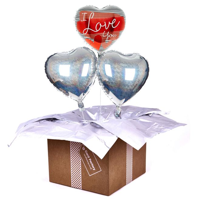 I Love You Heart Balloon Bouquet - DELIVERED INFLATED!