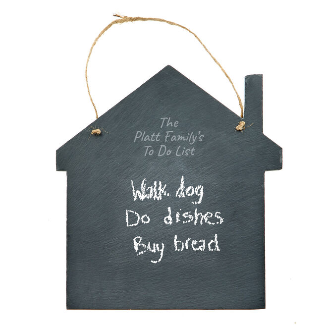 Personalised Engraved Large House-Shaped Slate Chalkboard