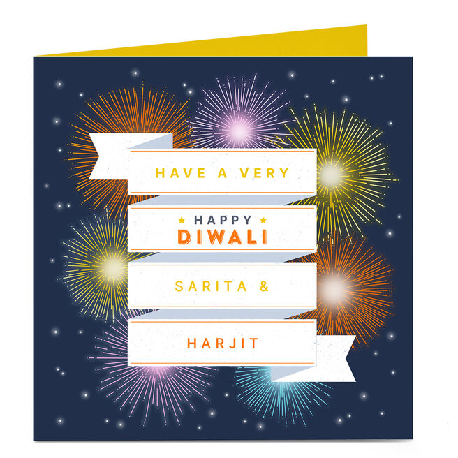 Personalised Diwali Card - Fireworks