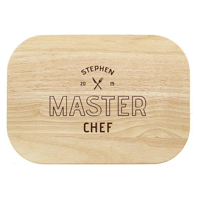 Engraved Medium Rectangular Chopping Board - Knife & Fork