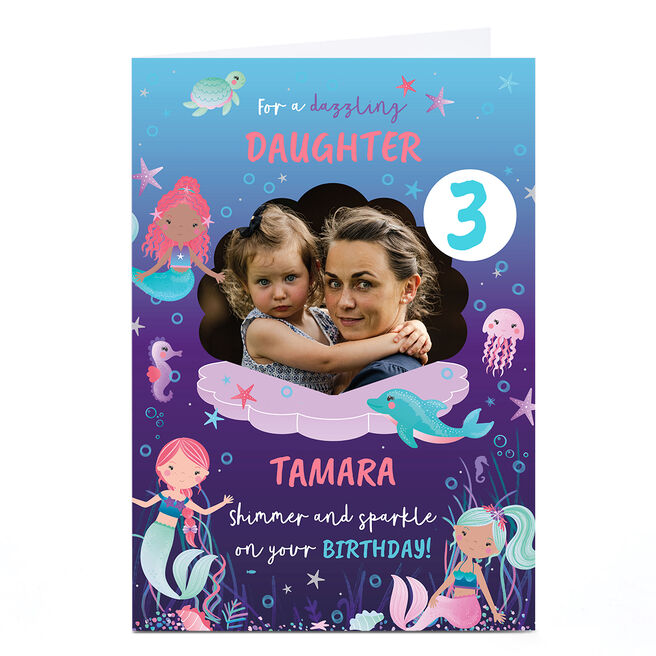 Personalised Birthday Card -Birthday Wishes, Under the sea daughter, Editable Age
