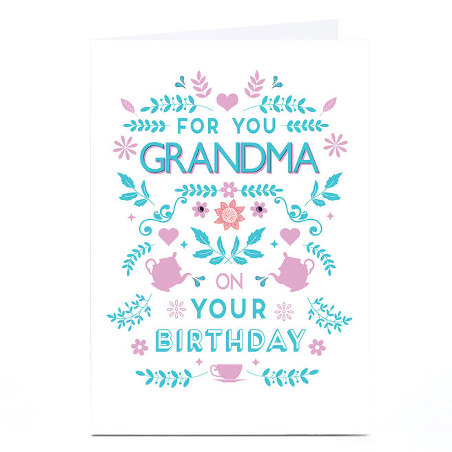 Personalised Birthday Card - Blue Tea Party [any name]
