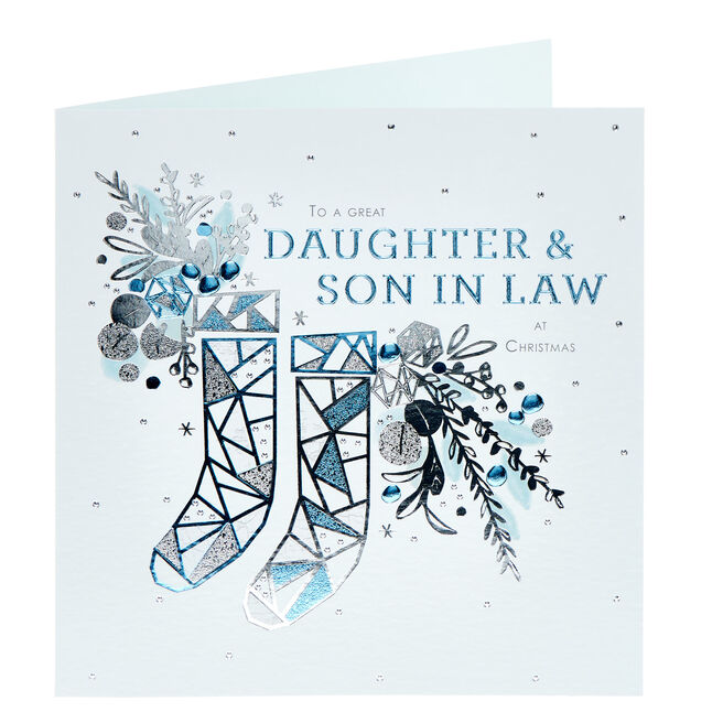 Daughter & Son in Law Geometric Stockings Christmas Card