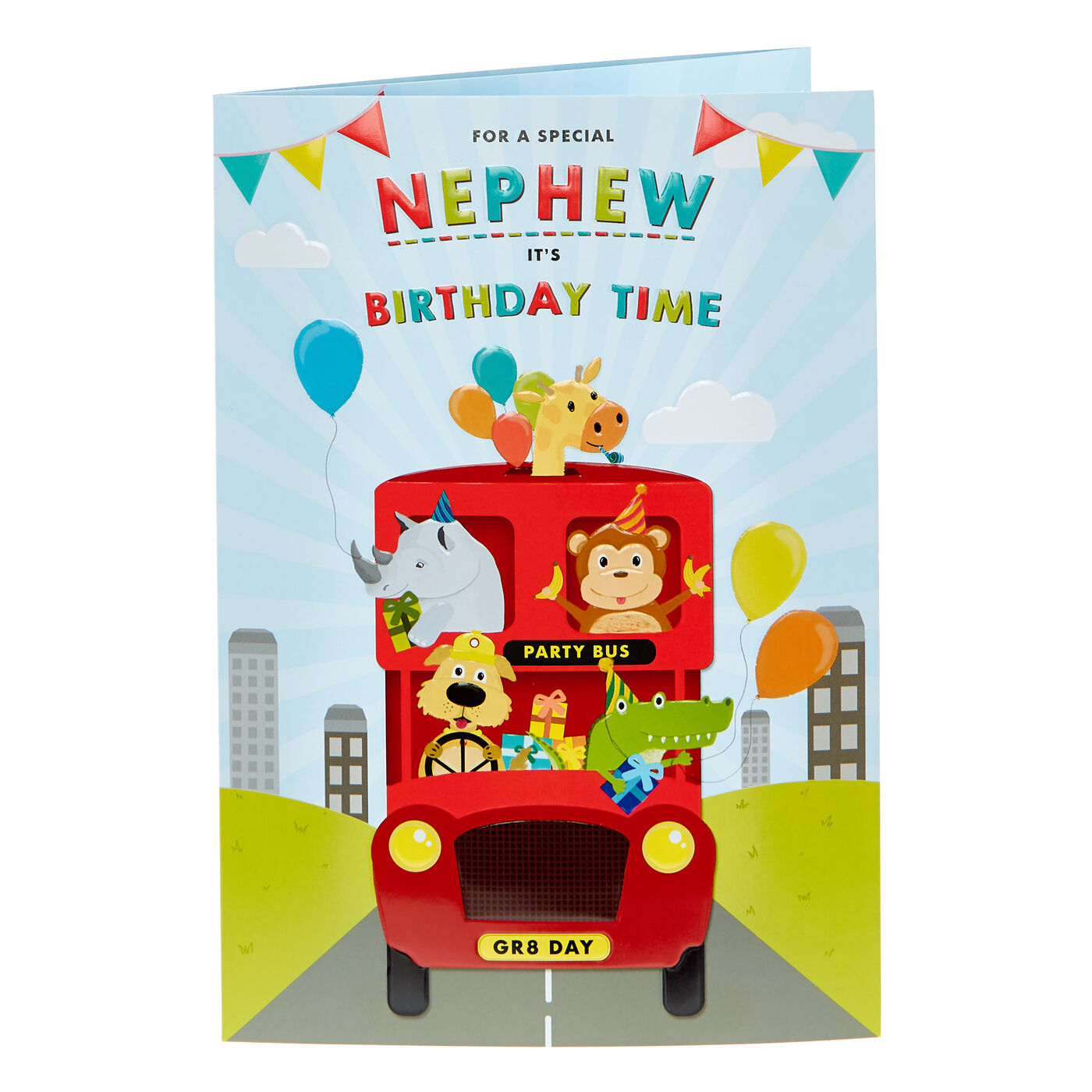 Buy Birthday Card - Nephew Party Bus for GBP  | Card Factory UK