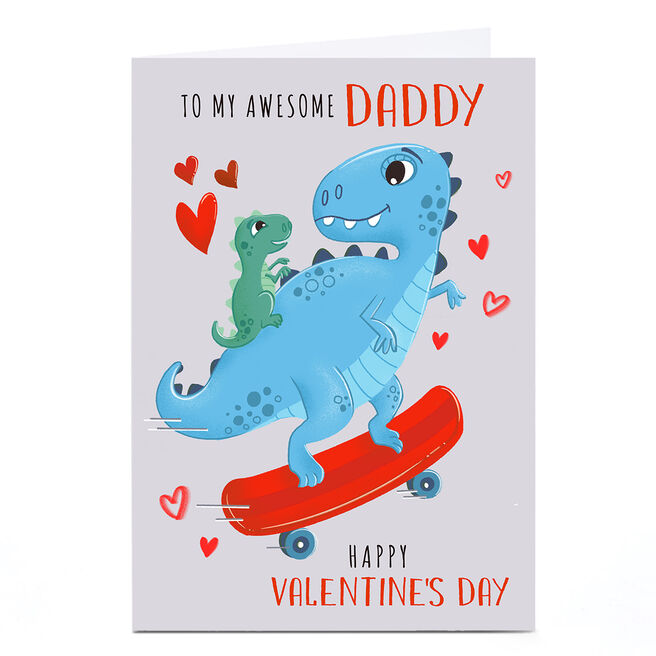 Personalised Dalia Clark Valentine's Day Card - Daddy Dinosaur