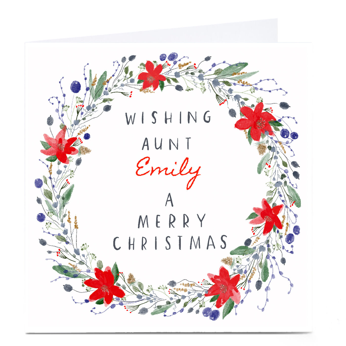 Buy Personalised Emma Valenghi Christmas Card - Floral Wreath, Aunt for ...