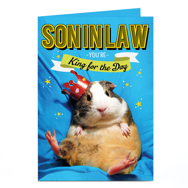 Personalised Birthday Card - Guinea Pig King, Son-In-Law