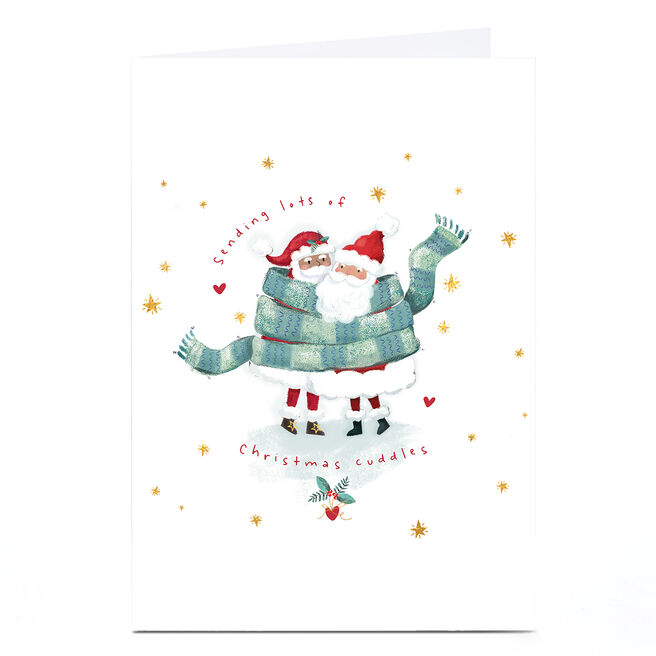 Christmas Card - Open - Santas wrapped in a scarf