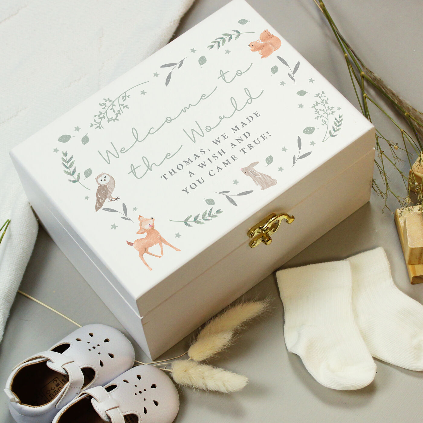 Buy Personalised Woodland Animal Wooden Keepsake Box for GBP 18.74 ...