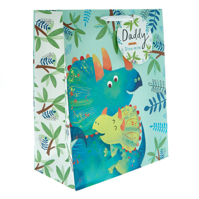 Large Portrait Gift Bag - Dino-Mite Daddy, Large Portrait Gift Bag - Dino-Mite Daddy