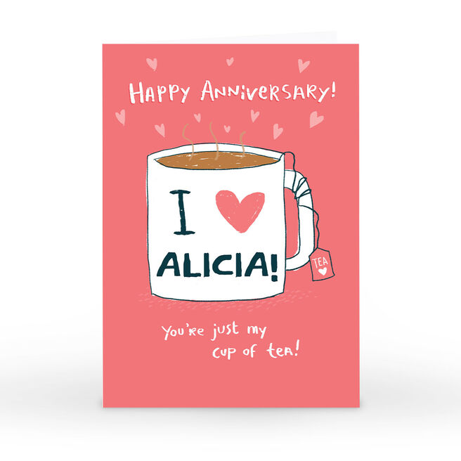 Personalised Hew Ma Anniversary Card - My Cup Of Tea!