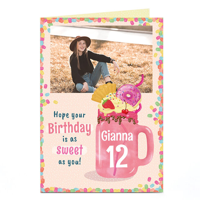 Photo Birthday Card - As Sweet As You, Editable Age