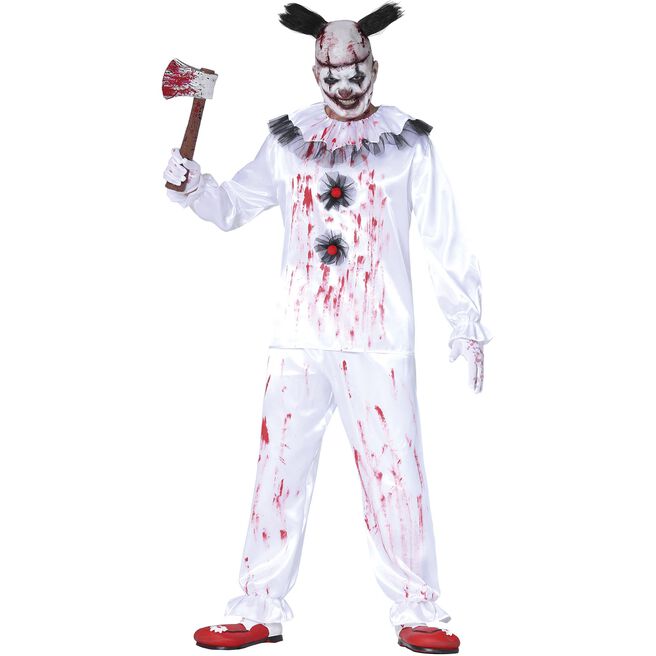 White Killer Clown Adult Fancy Dress Costume (Large)