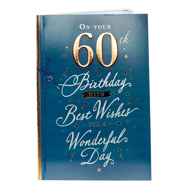 60th Birthday Card - Wishes For A Wonderful Day