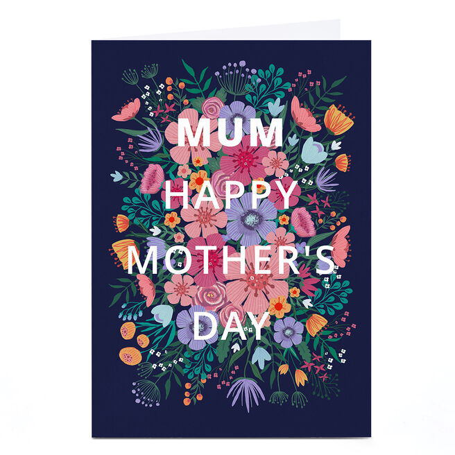 Personalised Dalia Clark Mother's Day Card - Navy Floral