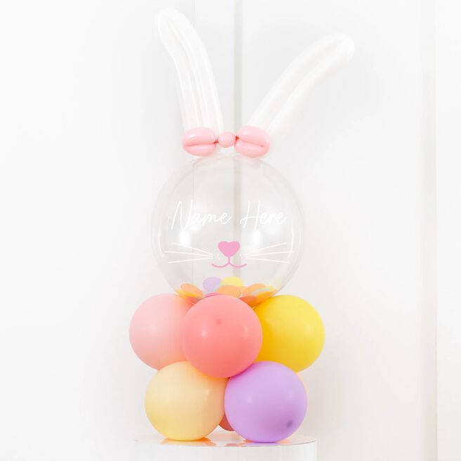 Personalised Air-Filled Clear Bunny Ears Bubble Stack - Delivered Inflated!