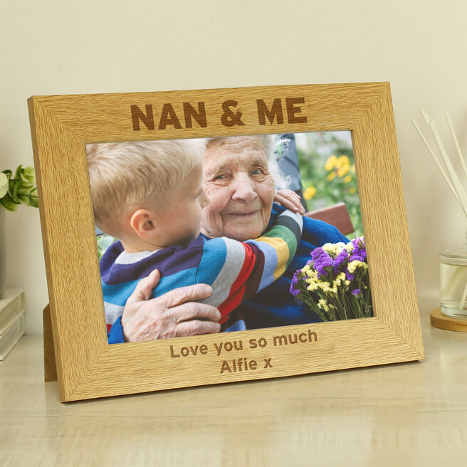 Personalised Nan & Me 5x7 Landscape Oak Finish Photo Frame