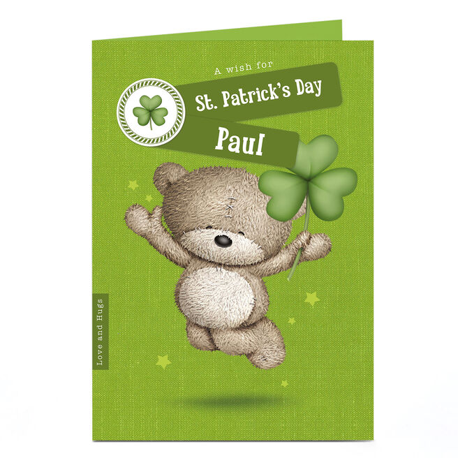 Hugs Personalised St Patrick's Day Card - Three Leaf Clover