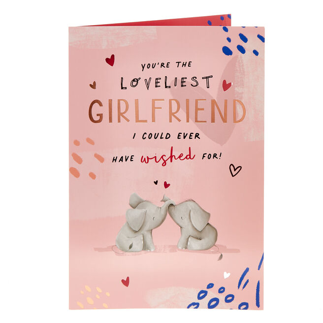 Loveliest Girlfriend Elephants Giant Valentine's Day Card