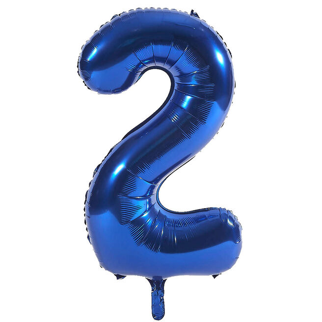 Blue Number 2 Foil Giant Helium Balloon (Deflated)