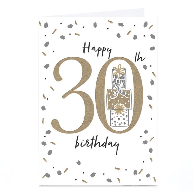 30th Birthday Card - Gold And Silver Confetti
