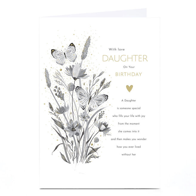 Birthday Card - Wild Flowers and Butterflies, Daughter